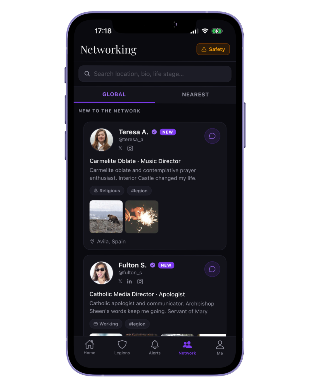 Networking screen